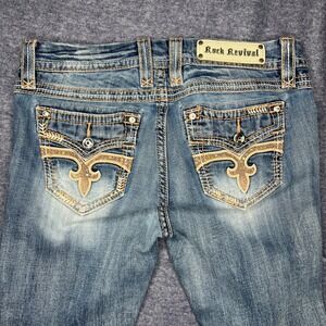 Rock Revival Ligeia‎ Easy Crop Womens Jeans Size 29 Rhinestone Embellished